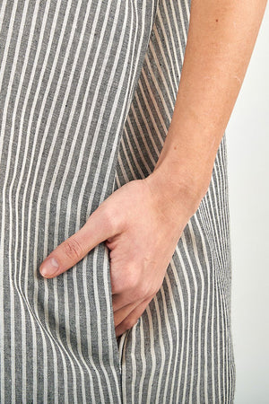 Striped Linen Blend Gauze Shirt Dress