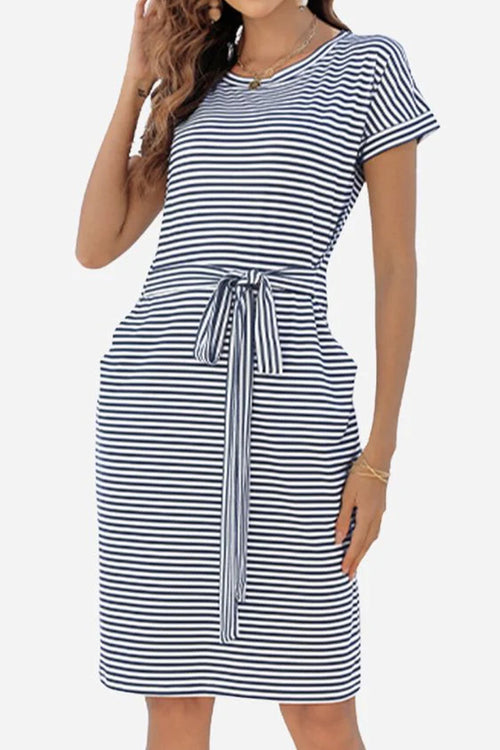 Airy Stripe Sheath Cotton Dress