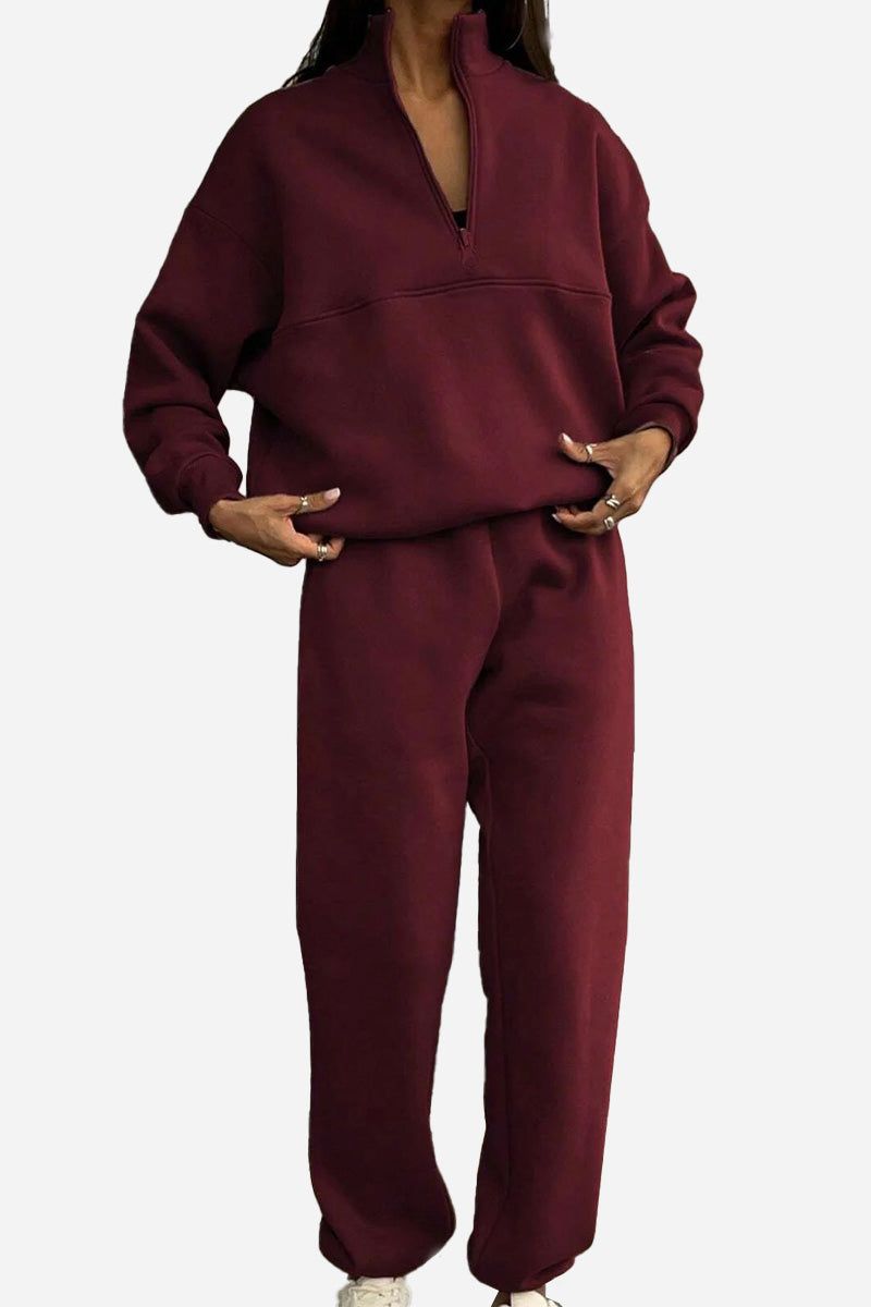 Classic Airplane Set maroon two-piece tracksuit with pullover and joggers for casual comfort and style