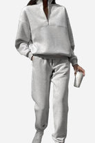 Classic Airplane Set gray cotton blend tracksuit with pullover and joggers for travel comfort