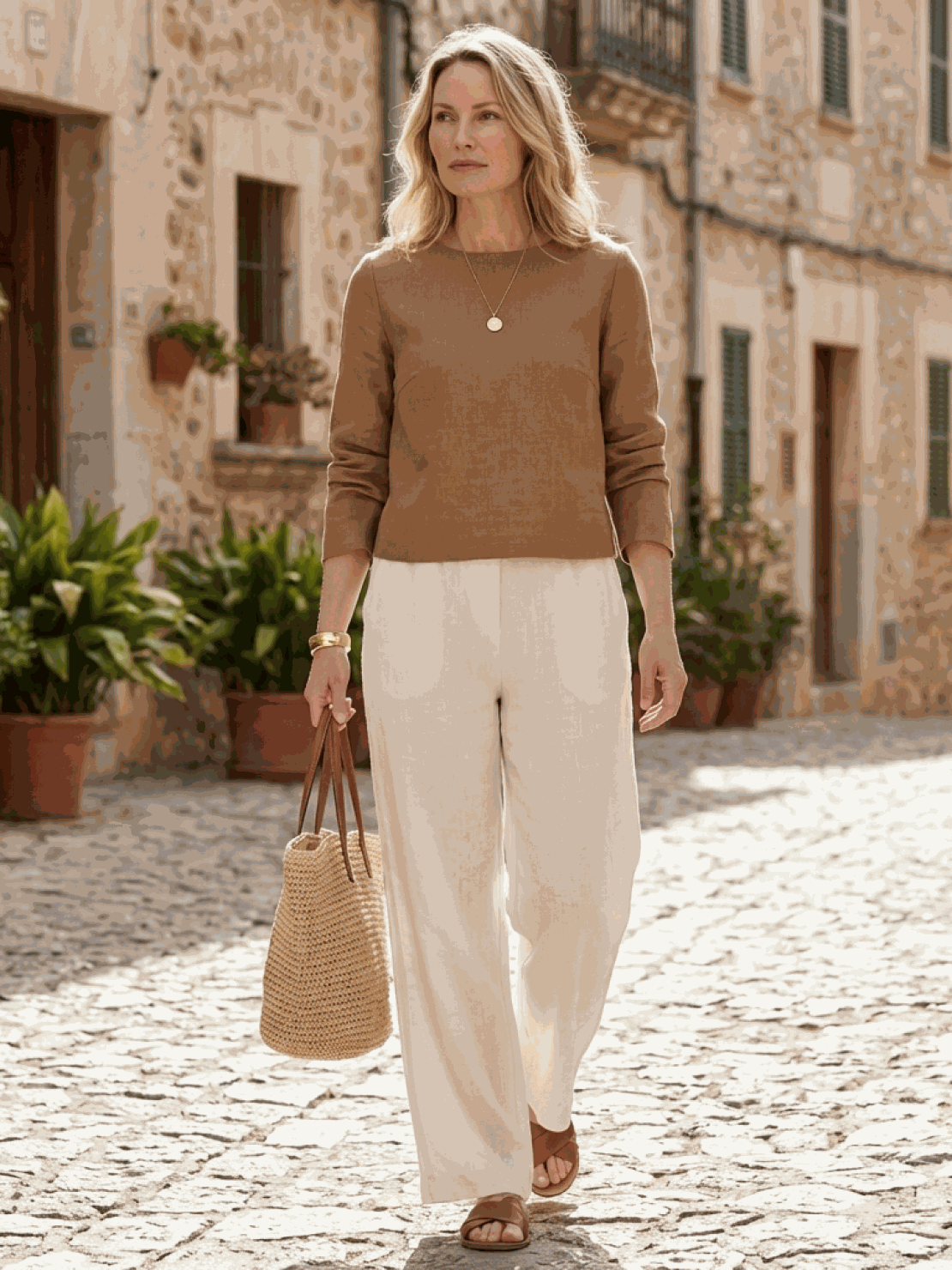 Two women modeling Casual Chic Duo breathable natural fabric two-piece sets for mix and match styling