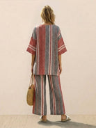 Coastal Comfort Linen two-piece set with lace details and breathable fabric on white background