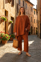 Everyday fashion loose-fit two-piece matching set in breathable fabric