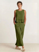 Jetsetter Linen-Like Feel Set lightweight breathable two-piece outfit for travel and comfort
