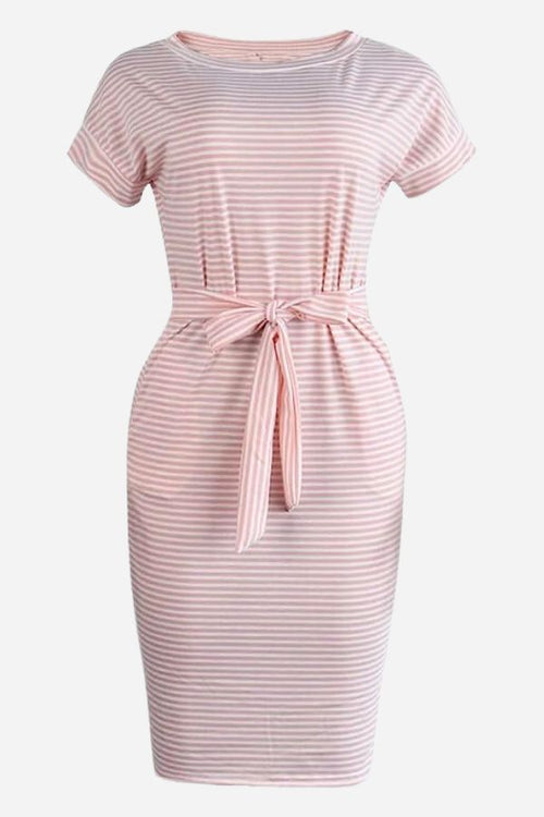 Airy Stripe Sheath Cotton Dress