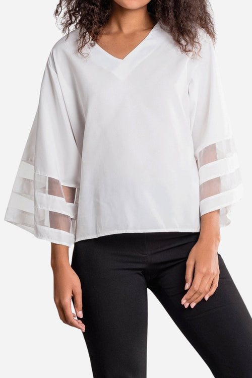 Mesh Panel Sleeve Loose Fit Top