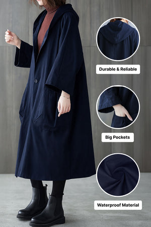 One Size Fits All Oversized Water Resistant Windbreaker Jacket