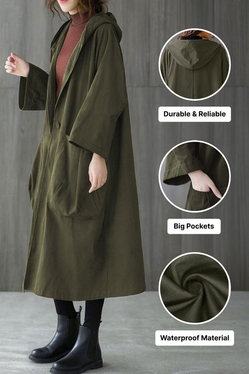 One Size Fits All Oversized Water Resistant Windbreaker Jacket