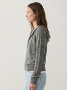 Organic linen Henley top in fine knit with relaxed fit and side slits