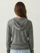 Organic linen Henley top with fine knit, relaxed fit, and side slits in heathered fabric