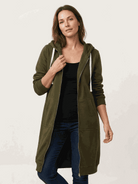 Oversized long zip sweatshirt hoodie with fleece lining and drawstring hood in solid color