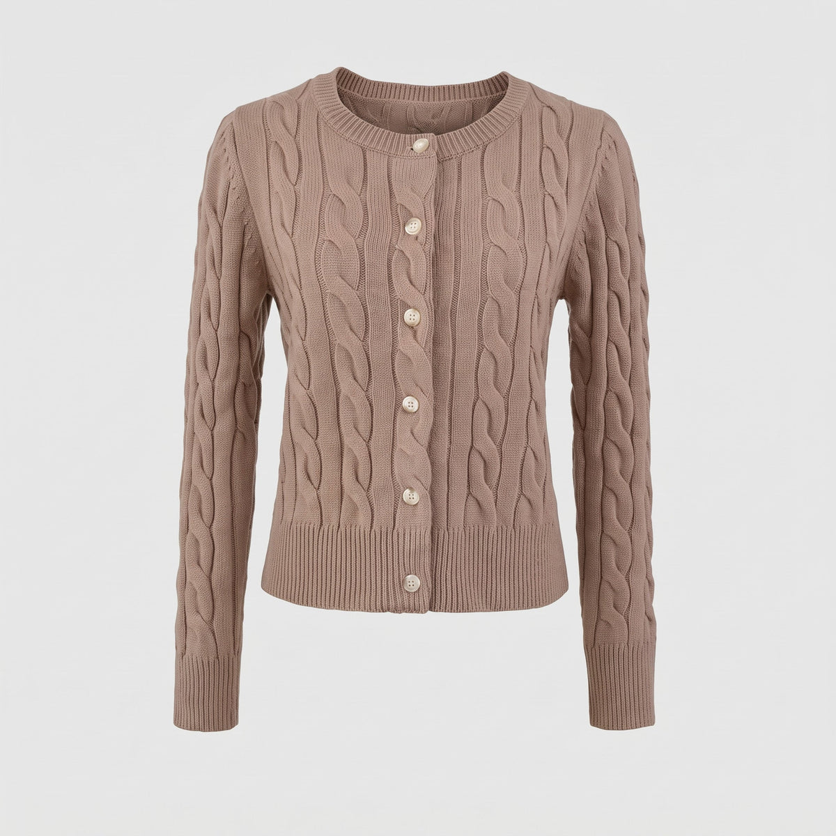 Cable-Knit Crew Cardigan