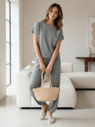 Comfy Couture knit sweater two-piece set with relaxed fit and soft fabric