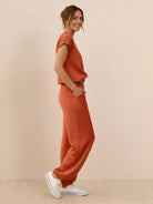 Comfy Couture Knit Sweater relaxed two-piece set in soft knit fabric with matching pants