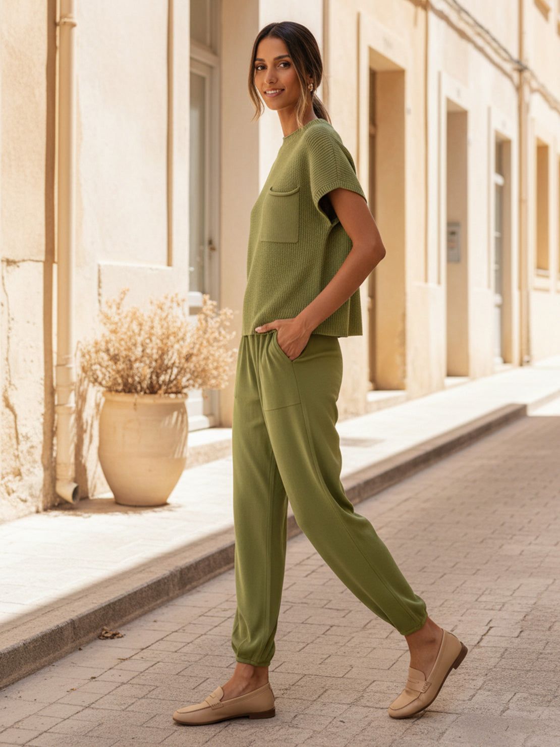 Comfy Couture Knit Sweater two-piece set with relaxed fit and soft knit fabric