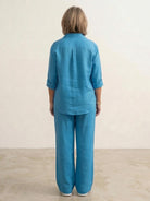 White relaxed shirt and trousers two-piece set for casual wear