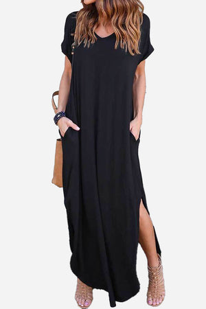 Side Slit Maxi Dress with Pockets