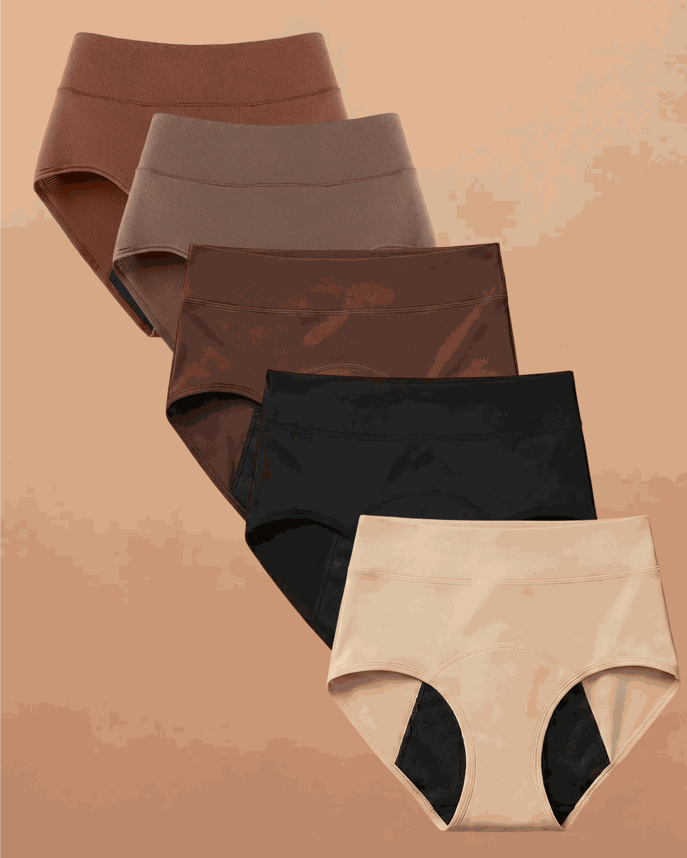 Still Her Motion™ ActiveFlex leakproof underwear 5-pack with high-stretch nylon-spandex and cotton-lined gusset