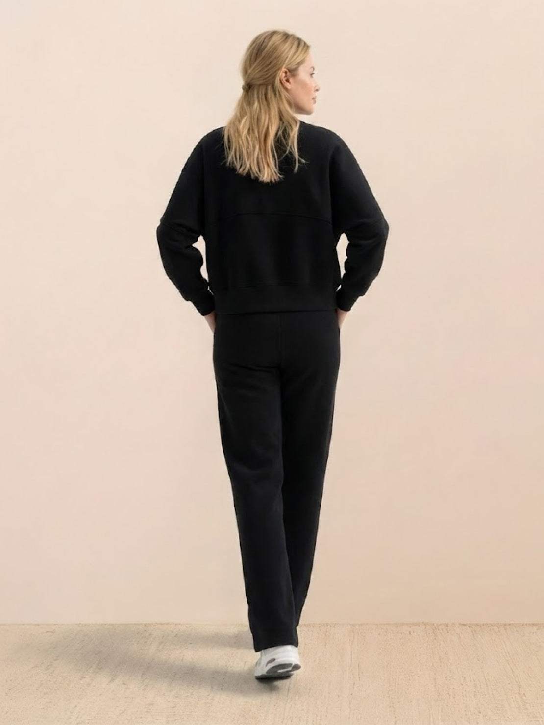 The Voyager Zip Set two-piece zip-front sweatshirt and wide-leg joggers travel outfit