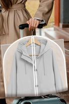 Waterproof dustproof clothing cover protecting coat on hanger, travel-friendly garment protector