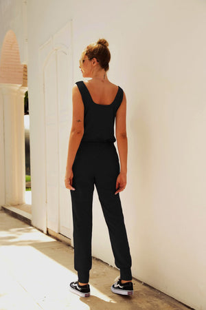 Comfy Sleeveless Vest Pocket Jumpsuit