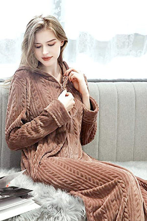 Stylish Flannel Hooded Nightgown