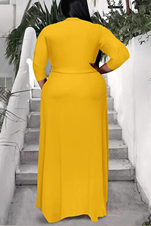 Elegant Plus Size Belted Dress