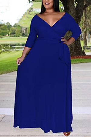 Elegant Plus Size Belted Dress