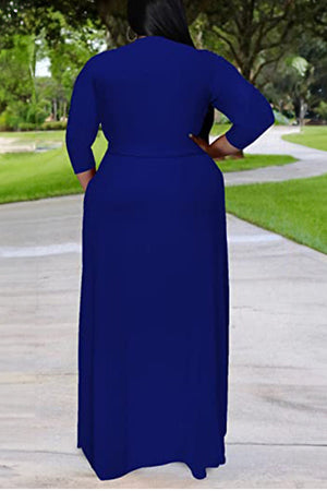 Elegant Plus Size Belted Dress